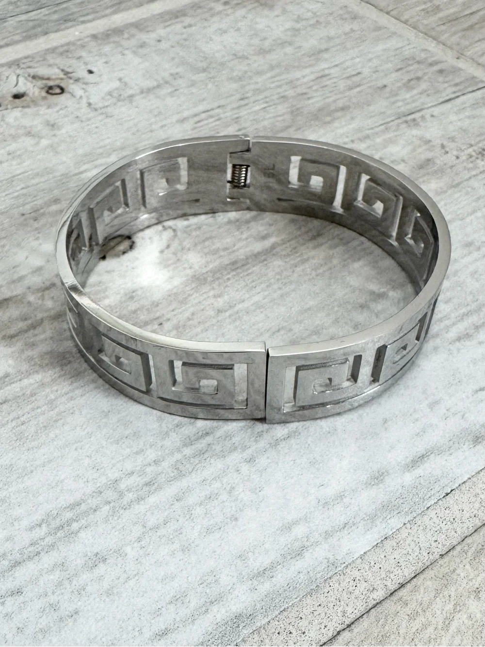 Greek Key Meander Silver Bracelet